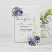 Faire-part de mariage mariage Flat Dusty Blue Gold (Debout devant)