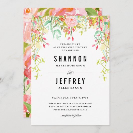 Faire-part de mariage MARIAGE FLORAL RUSTIQUE (Devant / Derrière)