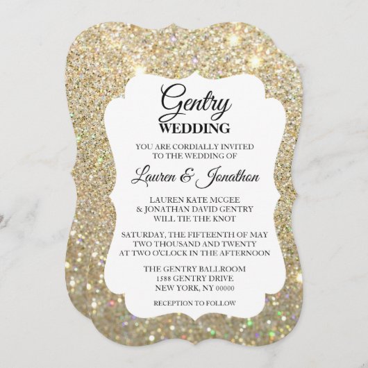 Faire-part de mariage Mariage Jour Fab - Or (Devant / Derrière)