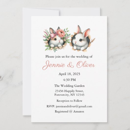 Faire-part de mariage, Mariage stationnaire, Lapin (Devant)
