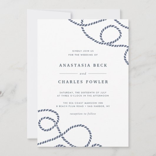 Faire-part de mariage marin | Blanc (Devant)