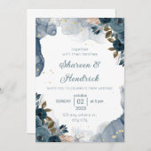 Faire-part de mariage Marine Encre d'alcool Flore (Devant / Derrière)