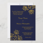 Faire-part de mariage marine et jaune 5 x 7 (Devant)