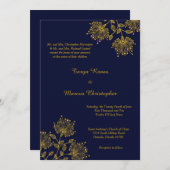 Faire-part de mariage marine et jaune 5 x 7 (Devant / Derrière)