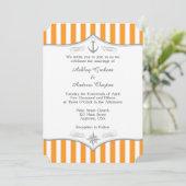 Faire-part de mariage marine gris-blanc orange (Debout devant)