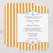 Faire-part de mariage marine gris-blanc orange (Devant / Derrière)