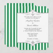 Faire-part de mariage marine gris blanc vert (Devant / Derrière)