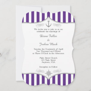 Faire-part de mariage marine gris pourpre