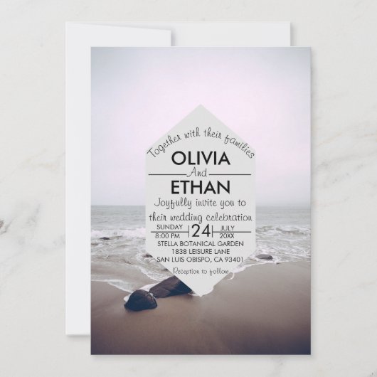 Faire-part de mariage maritime de la plage (Devant)