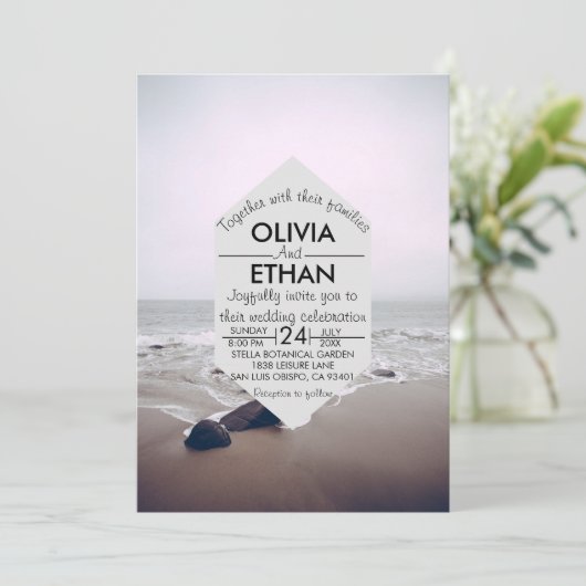 Faire-part de mariage maritime de la plage (Debout devant)