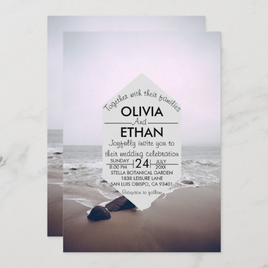 Faire-part de mariage maritime de la plage (Devant / Derrière)