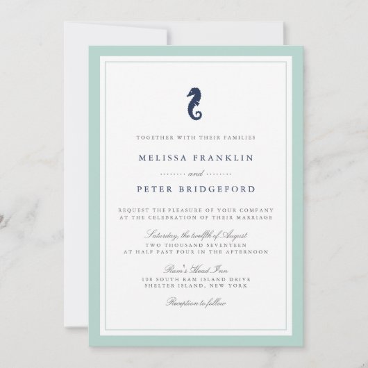 Faire-part de mariage maritime Mint et Marine (Devant)