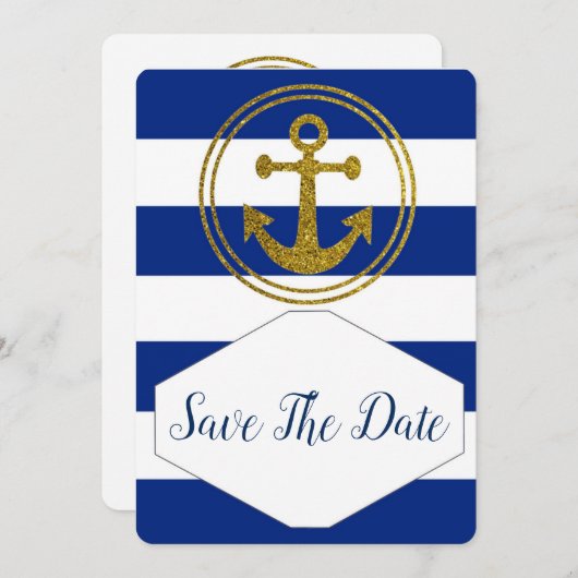 Faire part de mariage maritime Save the Date (Devant / Derrière)