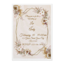 Faire-part de mariage marron et beige