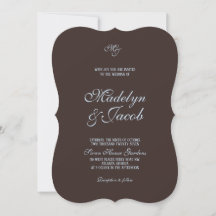 Faire-part de mariage marron et bleu