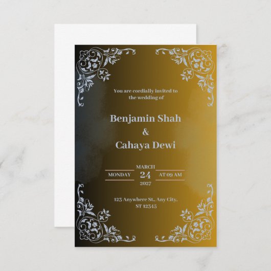 Faire-part de mariage marron moderne (Devant / Derrière)