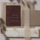 Faire-part de mariage marron mousse simple moderne