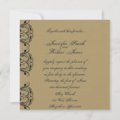 Faire-part de mariage mascarade marine et or (Dos)