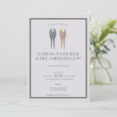 Faire-part de mariage masculin acajou (Debout devant)