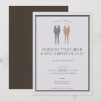 Faire-part de mariage masculin acajou