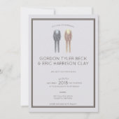 Faire-part de mariage Masculine en acajou (Devant)