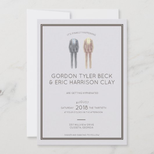 Faire-part de mariage Masculine en acajou (Devant)