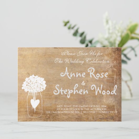 Faire-part de mariage Mason en toile simple (Debout devant)