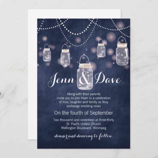 Faire-part de mariage Mason Jar (Devant / Derrière)