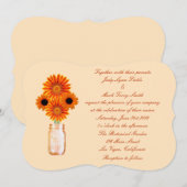 Faire-part de mariage Mason Jar aux fleurs orange (Devant / Derrière)