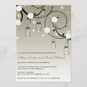 Faire-part de mariage Mason Jar et Fireflies