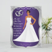 Faire-part de mariage mauve de la mariée des annea (Debout devant)