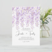 Faire-part de mariage mauve glycine en fleur (Debout devant)