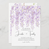 Faire-part de mariage mauve glycine en fleur (Devant / Derrière)