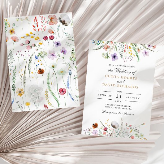 Faire-part de mariage Meadow Fleur sauvage aquarel