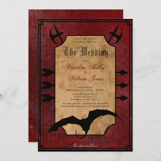 Faire-part de mariage médiéval de dragon (Devant / Derrière)