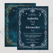 Faire-part de mariage médiéval Indigo Silver Ivy (Devant / Derrière)