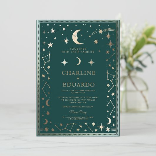 Faire-part de mariage médiévale d'Indigo Gold Ivy (Debout devant)