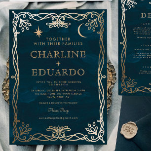 Faire-part de mariage médiévale d'Indigo Gold Ivy