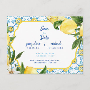 Faire-part de mariage Méditerranéen Moderne Bleu &