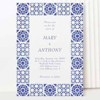 Faire-part de mariage méditerranéenne bleue