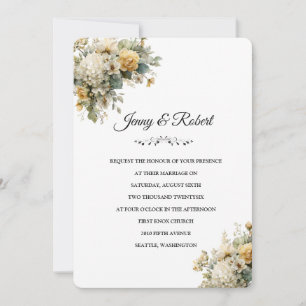 Faire-part de mariage mélange floral jaune