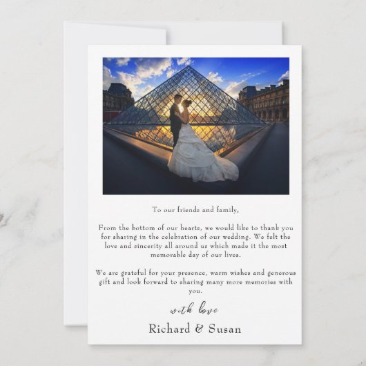 Faire-part de mariage Merci simple (Dos)