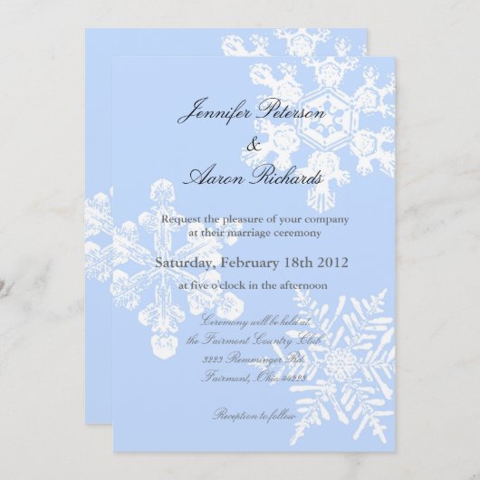 Faire-part de mariage métallique de flocon de (Devant / Derrière)