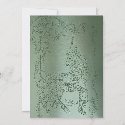 Faire-part de mariage métallique de vert timide de (Dos)