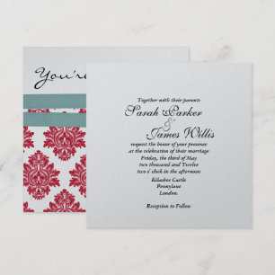 Faire-part de mariage métallisé argent & turquoise