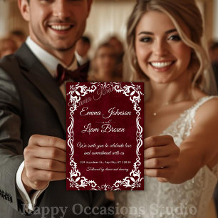 Faire-part de mariage mexicain burgundy Papel Pica