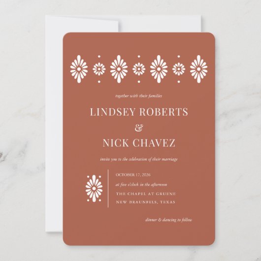 Faire-part de mariage mexicaine Terra Cotta (Devant)