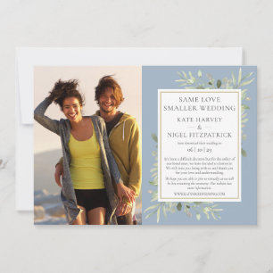 Faire-part de mariage micro downsized bleu poussié