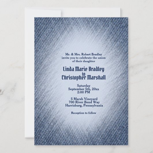 Faire-part de mariage Midnight Blue Denim (Devant)