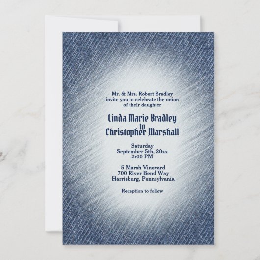 Faire-part de mariage Midnight Blue Denim (Devant)